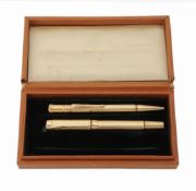 Parker, Duofold, a rare retail sample gilt metal fountain pen and ball point pen