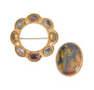 A late 19th century gold and gem set brooch
