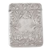 An Edwardian silver rectangular card case by Saunders & Shepherd