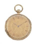 Unsigned, 18 carat gold open face pocket watch