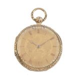 Unsigned, 18 carat gold open face pocket watch