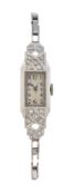 Unsigned, Lady's platinum coloured and diamond set cocktail watch