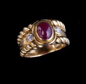 A ruby and diamond dress ring