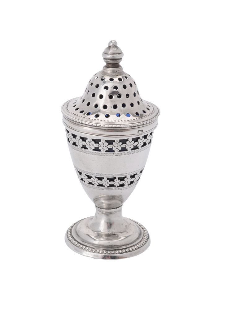 A George III silver vase shaped pepperette by William Abdy I