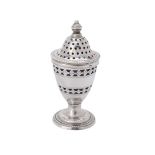 A George III silver vase shaped pepperette by William Abdy I