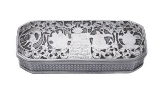 A Dutch silver canted-rectangular tobacco box