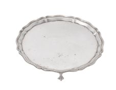 A silver shaped circular salver by Mappin & Webb