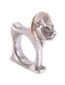 A silver lion ring