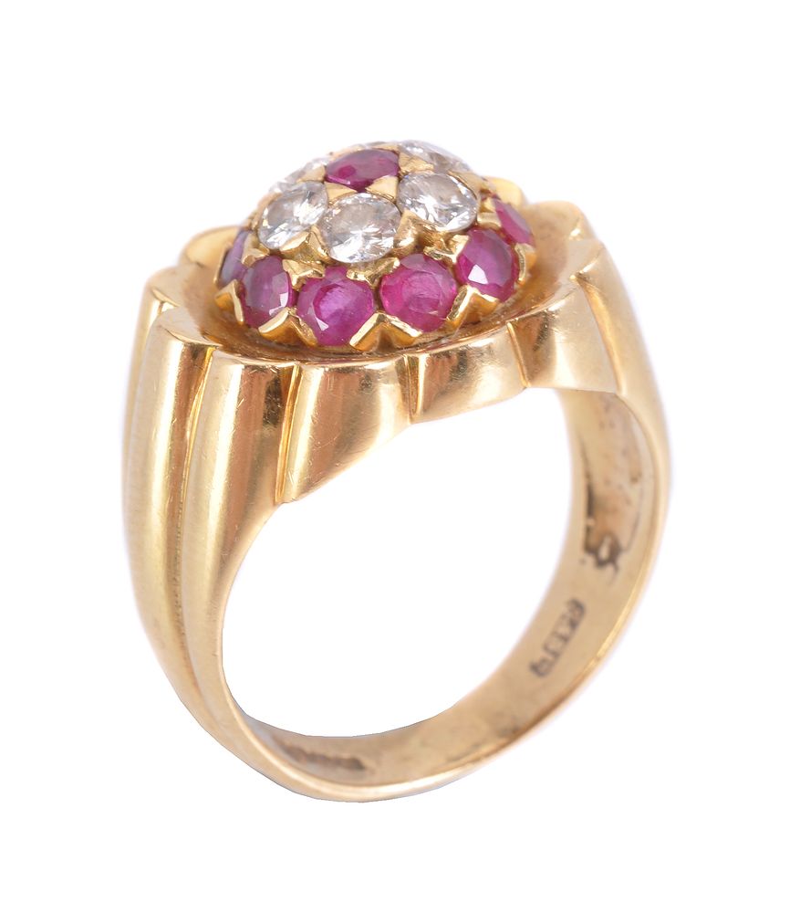 A ruby and diamond ring