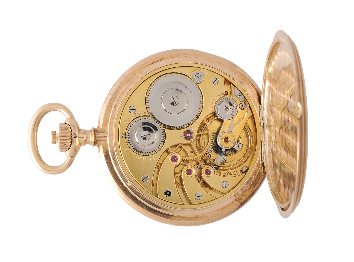 Longines, Gold coloured keyless wind full hunter pocket watch - Bild 2 aus 2