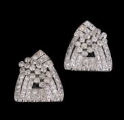 A pair of Art Deco diamond clips