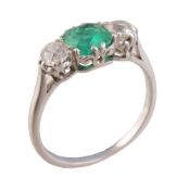 A 1930s emerald and diamond ring