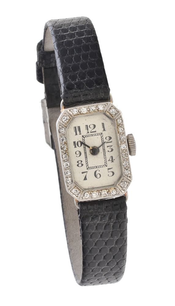 Unsigned, Lady's white metal and diamond cocktail watch