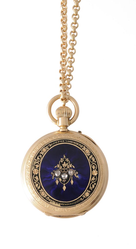 UnsignedGold, enamel and diamond set full hunter pocket watch - Image 4 of 4