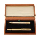 Parker, Duofold, a rare retail sample gilt metal fountain pen and ball point pen