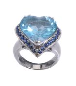 A blue topaz and sapphire ring