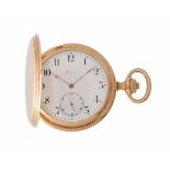 Longines, Gold coloured keyless wind full hunter pocket watch