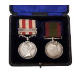 Pair of medals: Indian Mutiny Medal 1857-58 to Lt. J. T. Watson