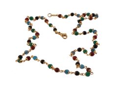 A coloured hardstone bead necklace