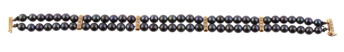A two row cultured pearl bracelet