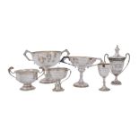 Six silver trophy cups