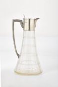 An Edwardian silver mounted glass claret jug by Walker & Hall