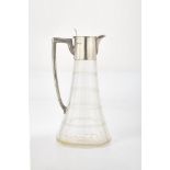 An Edwardian silver mounted glass claret jug by Walker & Hall