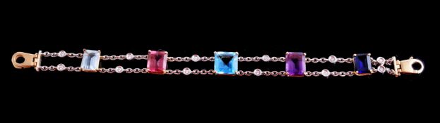 A multi gem set and diamond bracelet