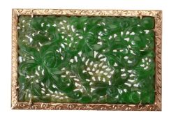 A mid 20th century carved jadeite jade brooch