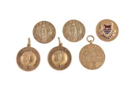 Six early motorcycling gold prize medals