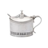 A George III silver oval mustard pot by William Abdy II