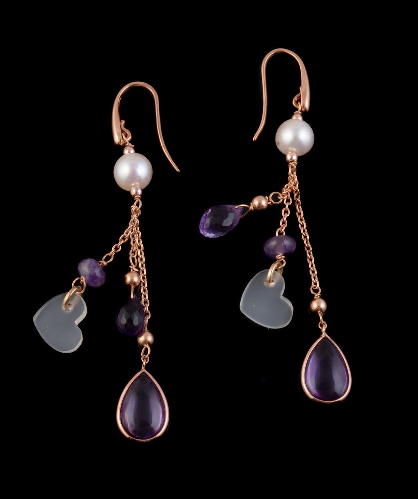 A pair of cultured pearl earrings