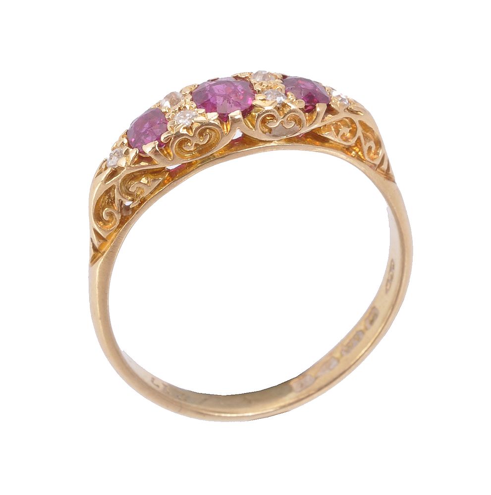 An 18 carat gold ruby and diamond ring