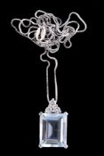 An aquamarine and diamond pendant