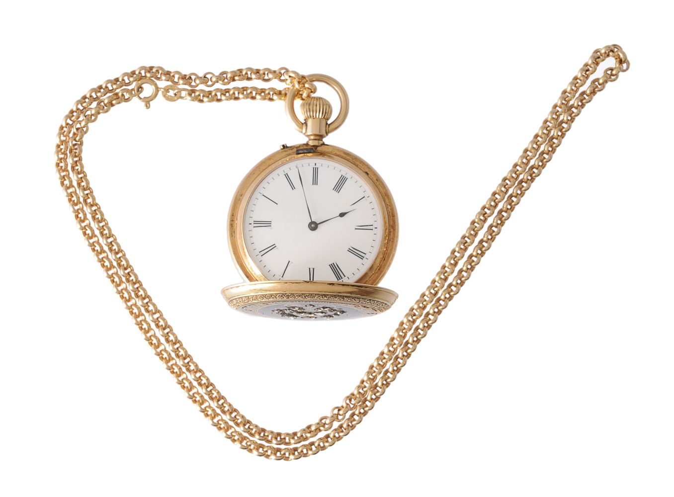 UnsignedGold, enamel and diamond set full hunter pocket watch