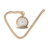 UnsignedGold, enamel and diamond set full hunter pocket watch