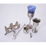 A small collection of silver and silver coloured items