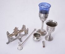 A small collection of silver and silver coloured items