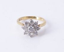 A diamond cluster ring