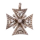 A diamond Maltese cross pendant