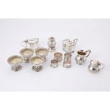 A collection of small silver mainly cruet items