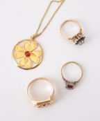 A small collection of gold coloured jewellery