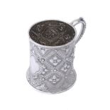 A Victorian silver straight-sided christening mug by Robert Hennell III