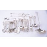 A collection of silver flatware