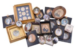 ϒ A collection of early 19th century, later and copy portrait miniatures