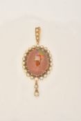 An opal and cultured pearl pendant