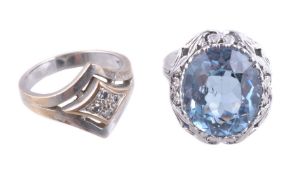 A mid 20th century blue synthetic spinel dress ring