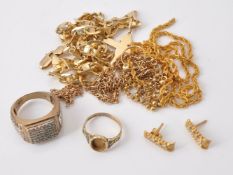 A collection of gold coloured jewellery