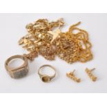 A collection of gold coloured jewellery