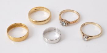 Five gold coloured rings